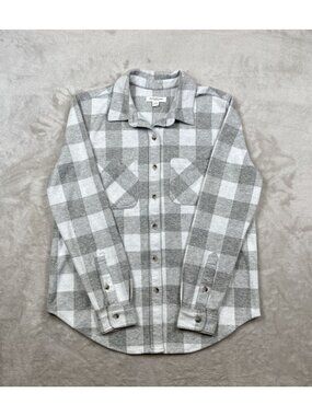 Beachlunchlounge Gray White Plaid Button-Up Shirt Womens Small